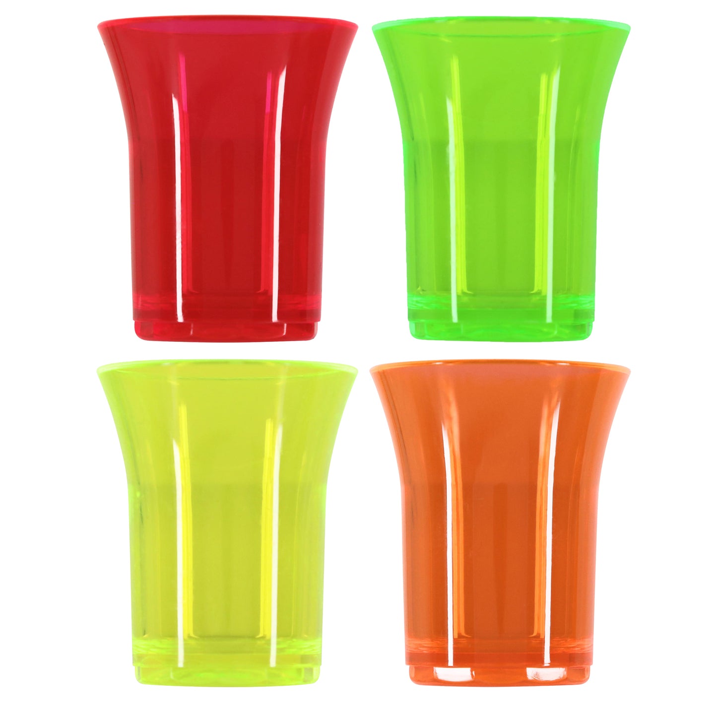 20 x Neon Plastic Reusable Shot Glasses 25ml