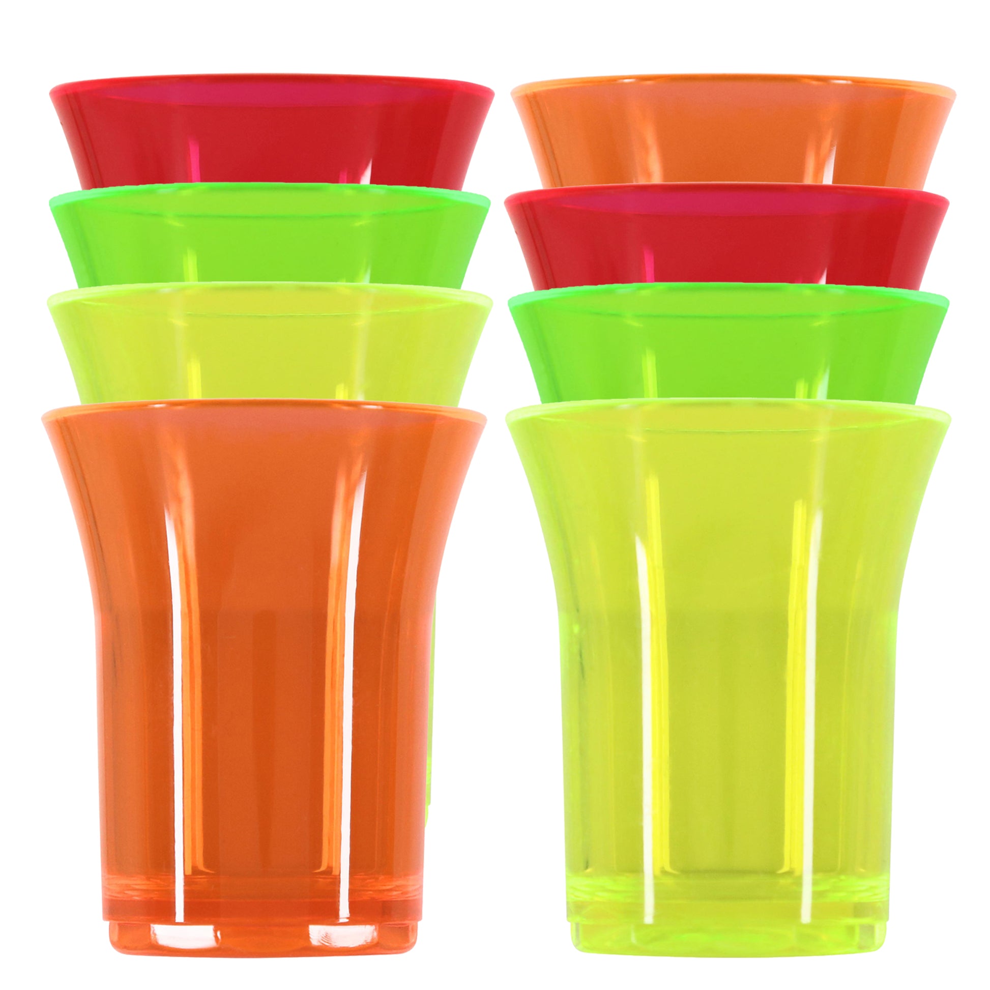 20 x Neon Plastic Reusable Shot Glasses 25ml