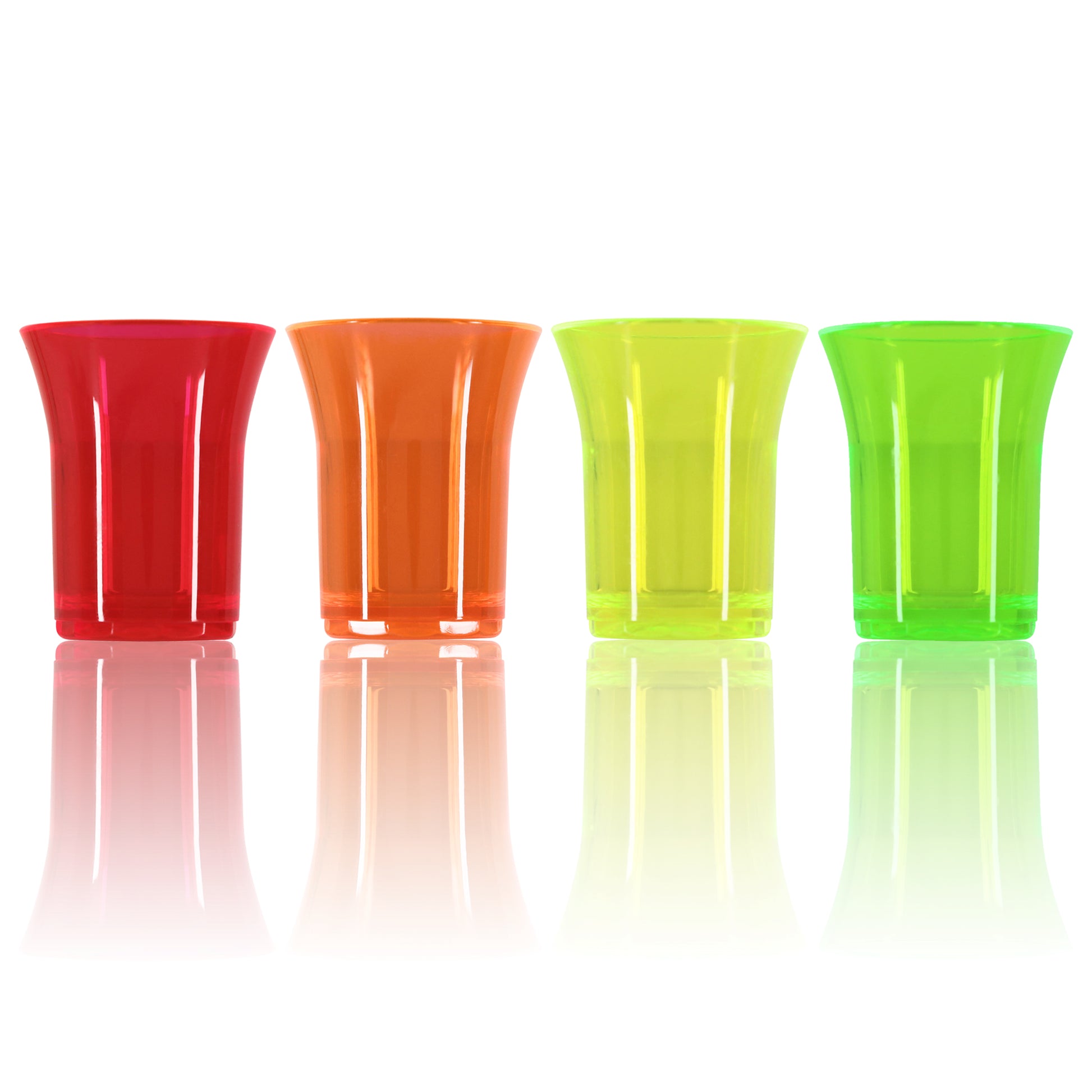 20 x Neon Plastic Reusable Shot Glasses 25ml