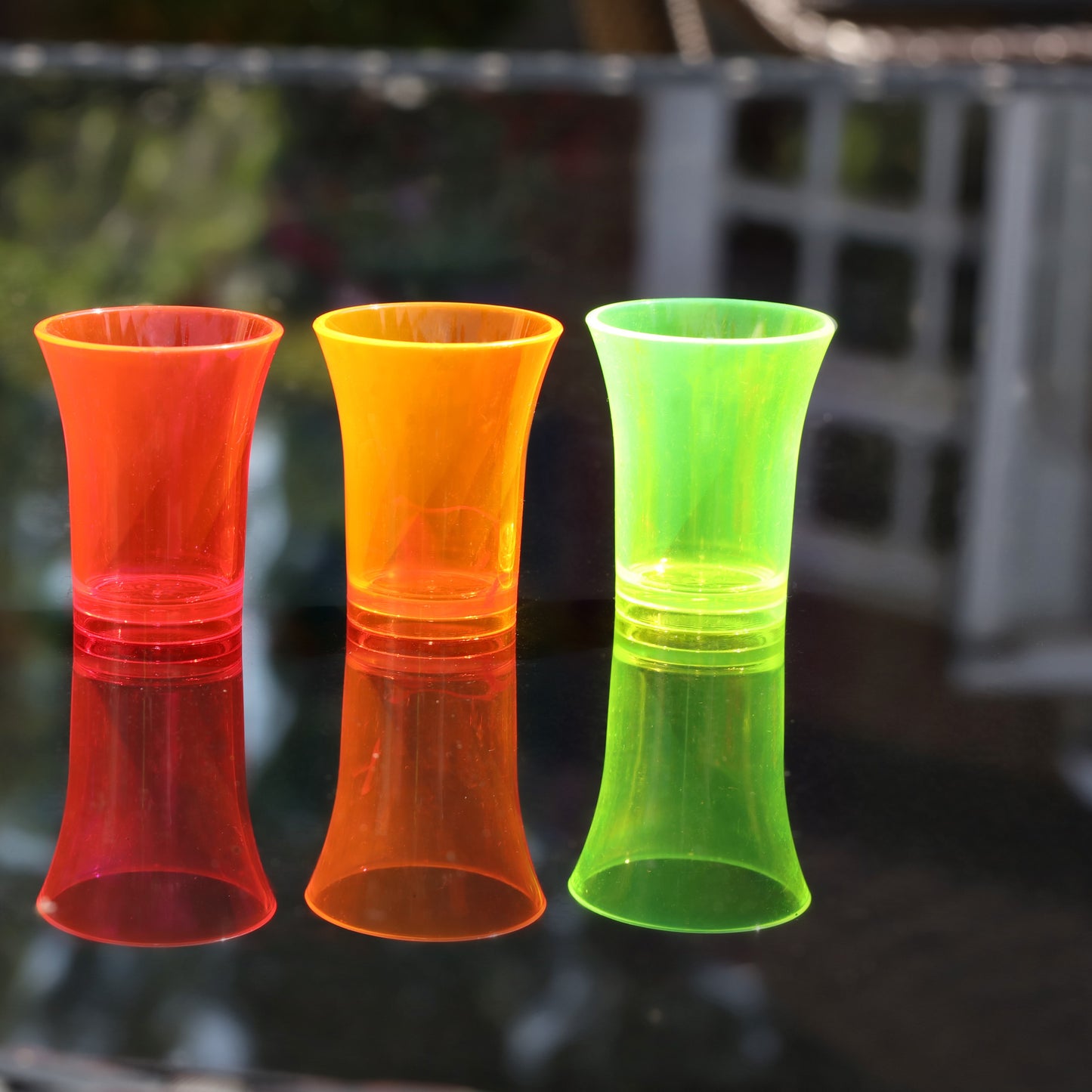 20 x Neon Plastic Reusable Shot Glasses 25ml