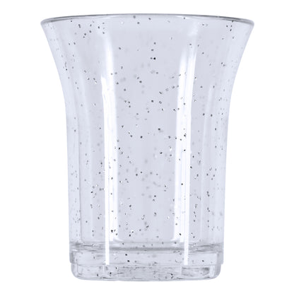 10 x Silver Glitter Plastic Reusable Shot Glasses 25ml