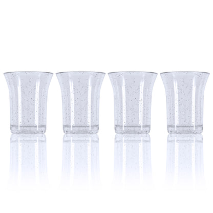 10 x Silver Glitter Plastic Reusable Shot Glasses 25ml