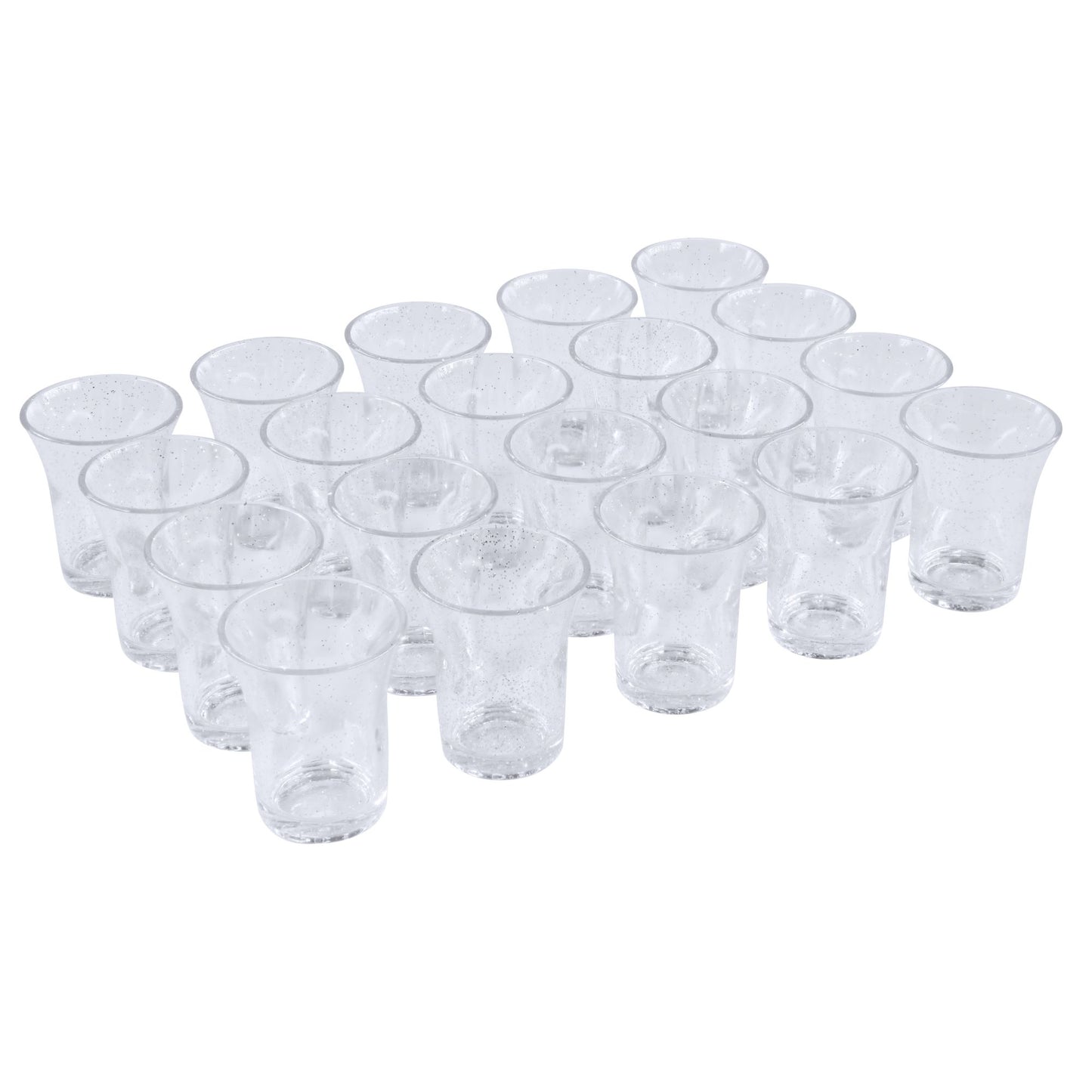 20 x Silver Glitter Plastic Reusable Shot Glasses 25ml