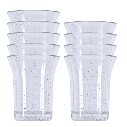 10 x Silver Glitter Plastic Reusable Shot Glasses 25ml