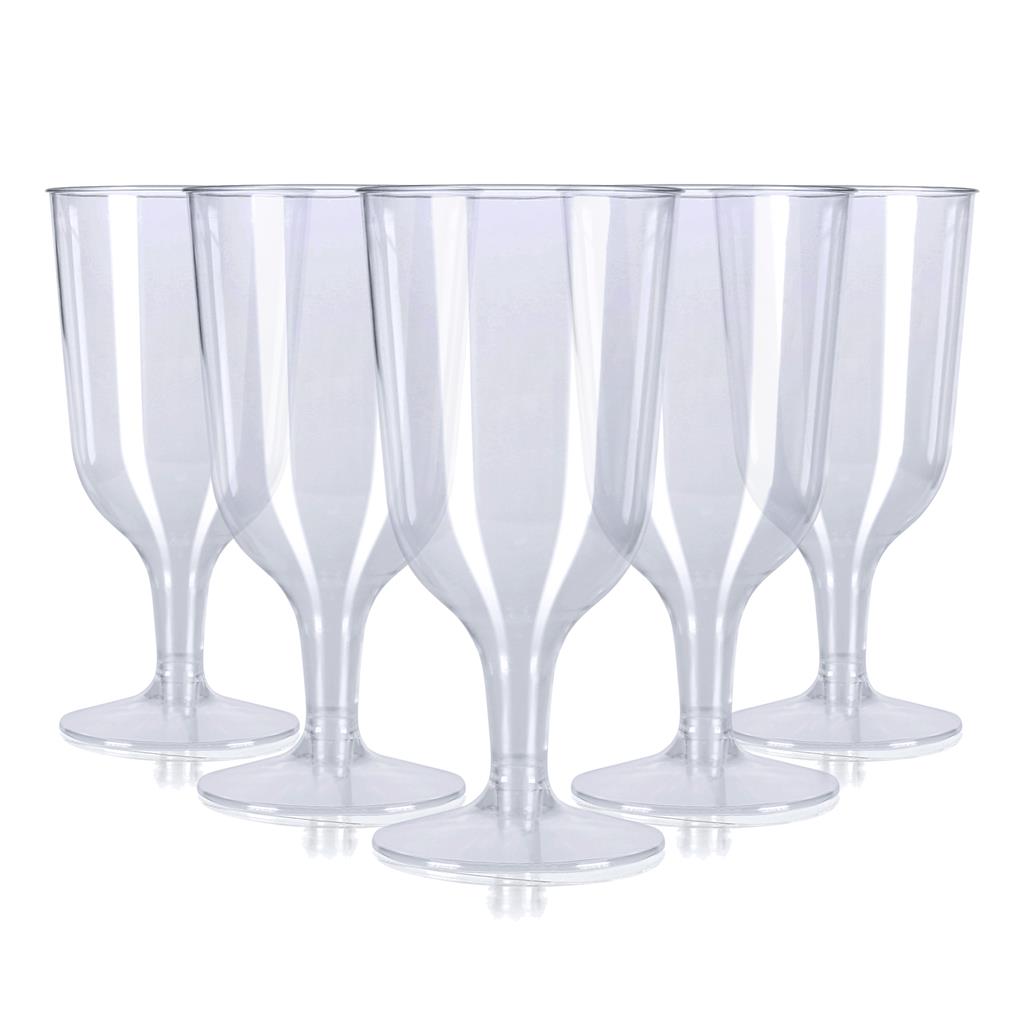 Pack of 6 x Disposable Clear Wine Glasses 2 Piece 200ml