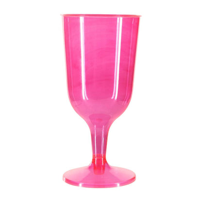 Pink Plastic Wine Glasses Goblets 2 piece Hen Party Disposable Pack of 6