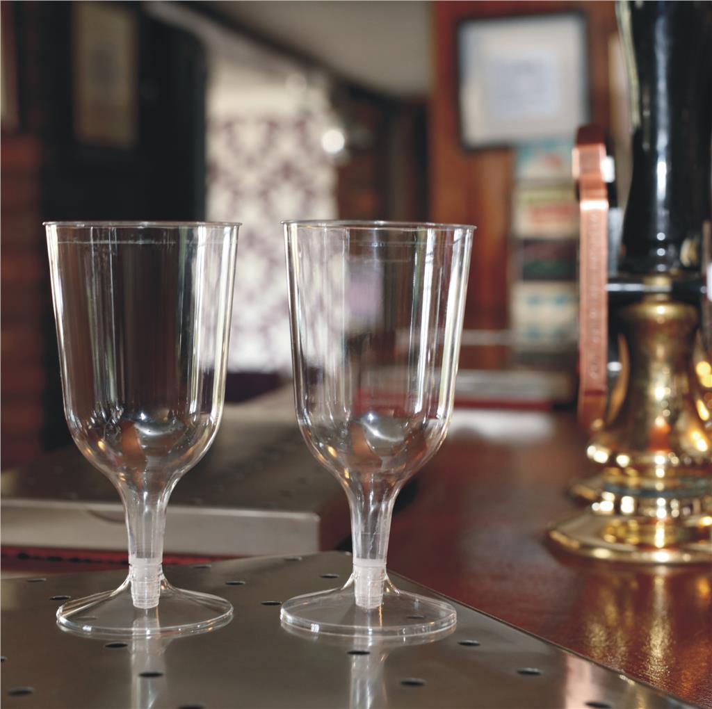 Pack of 6 x Disposable Clear Wine Glasses 2 Piece 200ml