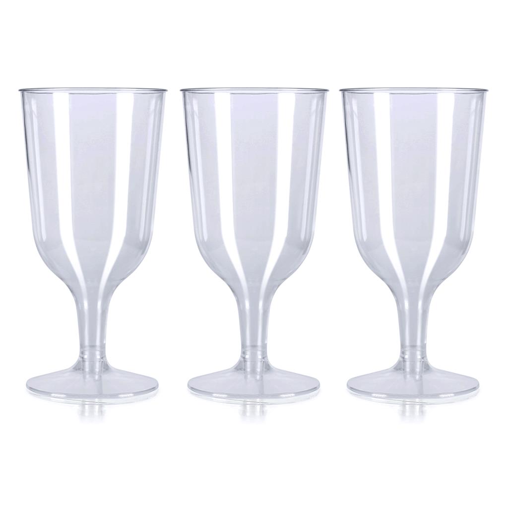 Pack of 6 x Disposable Clear Wine Glasses 2 Piece 200ml