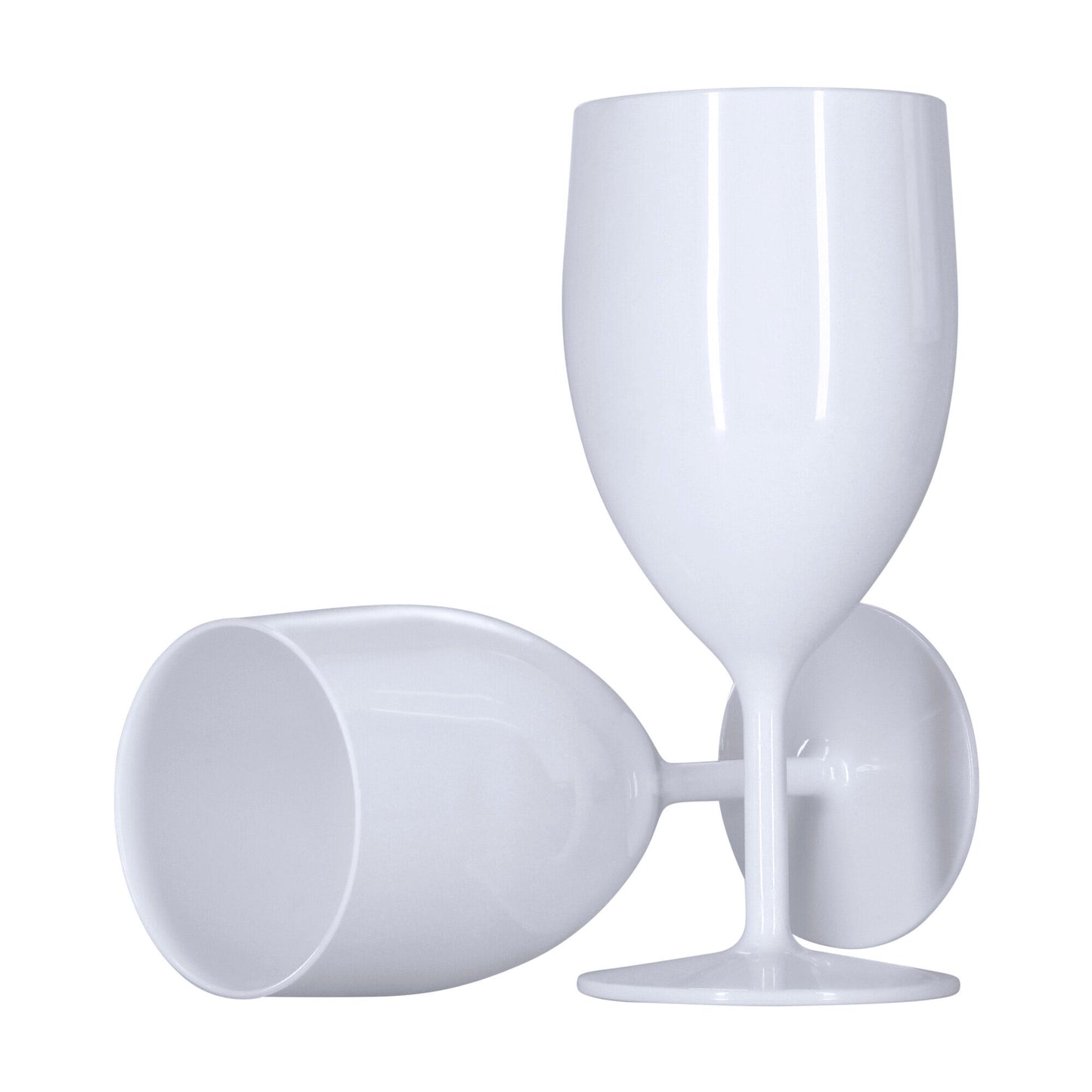 48 x White Plastic Reusable Wine Glasses 250ml 8.8oz