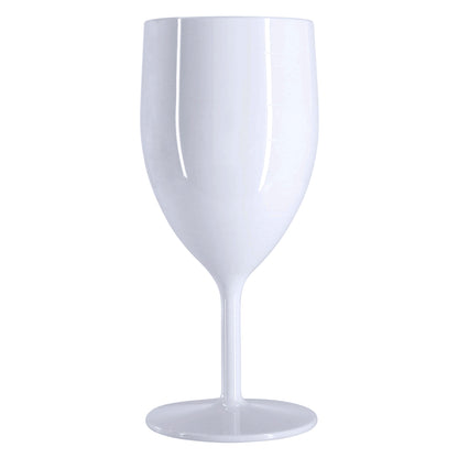 6 x White Plastic Reusable Wine Glasses 250ml 8.7oz