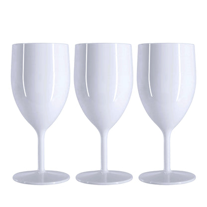 48 x White Plastic Reusable Wine Glasses 250ml 8.8oz