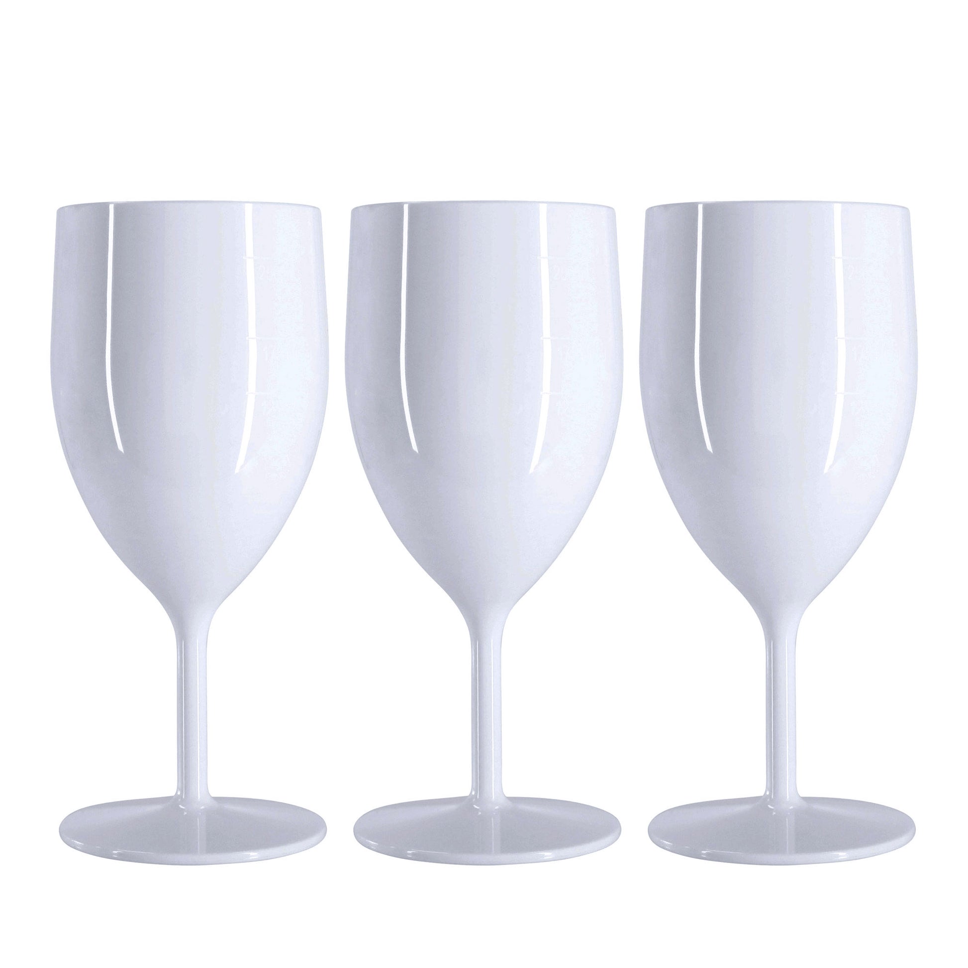 24 x White Plastic Reusable Wine Glasses 250ml 8.8oz