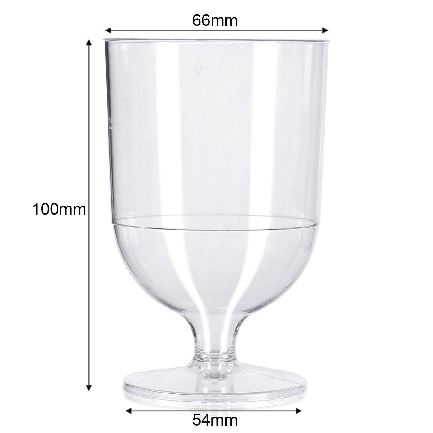 50 x Clear Plastic Disposable Wine Glasses CE Marked 125ml 175ml