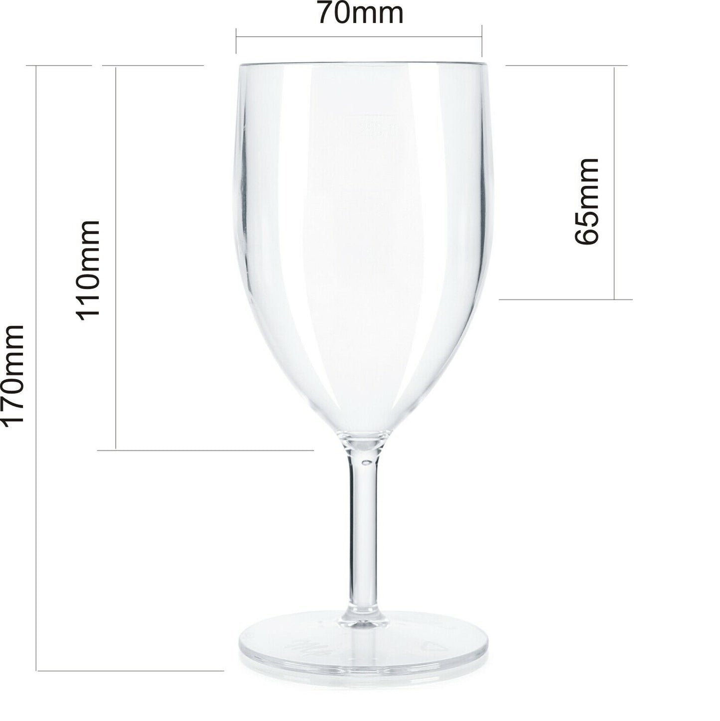 6 x White Plastic Reusable Wine Glasses 250ml 8.7oz