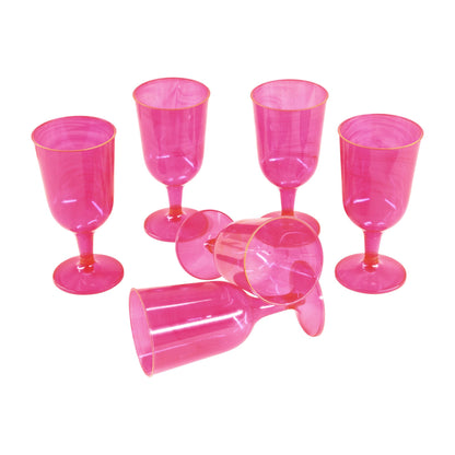 24 x Disposable Pink Wine Glasses - 2 Piece - Party, Hen Do, BBQ