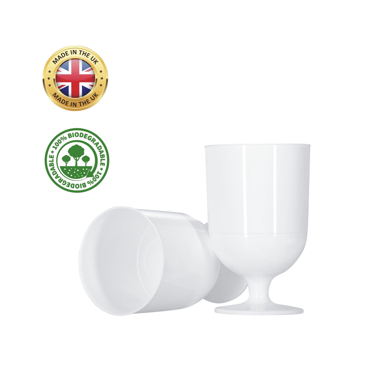 10 x Plastic Wine Glasses White Glass CE Marked 125ml & 175ml Biodegradable