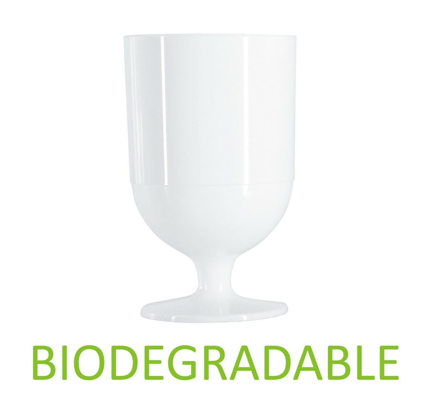 10 x Plastic Wine Glasses White Glass CE Marked 125ml & 175ml Biodegradable